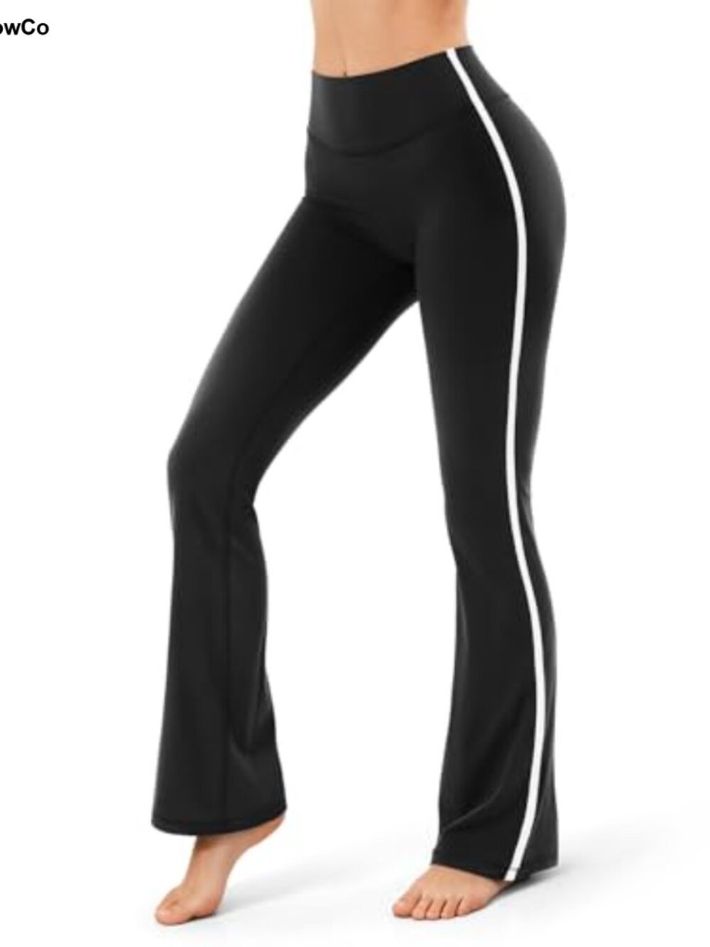 Flare Workout Leggings with Side Stripes High Waisted Seamless Track Pants